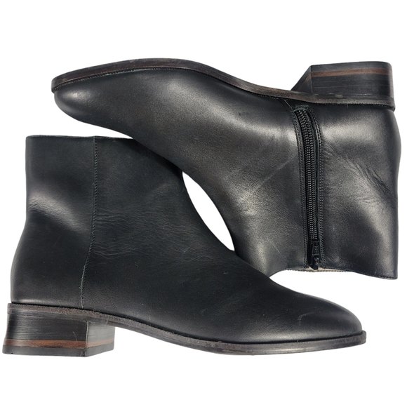 Talbots Shoes - Talbots Ankle Boots Black Leather 7M Stacked Heel